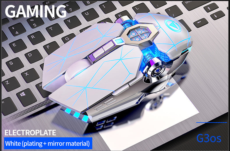 [Silvery Gaming Mouse] Silent Wired Mouse for E-Sports Gaming, Silvery Carved | Macro for Desktops and Laptops, Sound Chicken-Eating Mouse