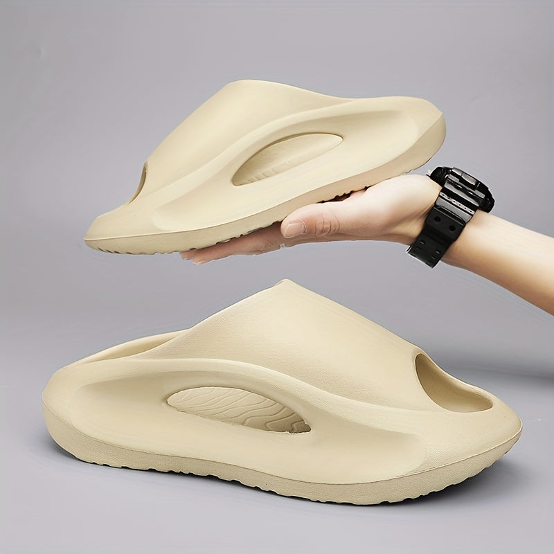 Men's Cloud Slides, Casual Non Slip Slippers, Open Toe Shoes For Indoor Outdoor Beach Shower, Spring And Summer